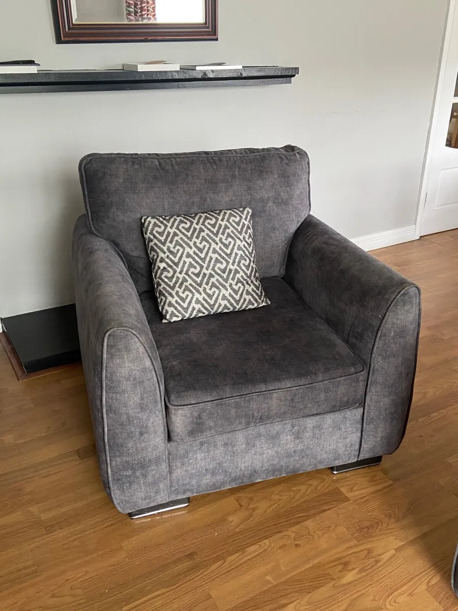 Grey two Seater Sofa  Armchair Suite - Image 4