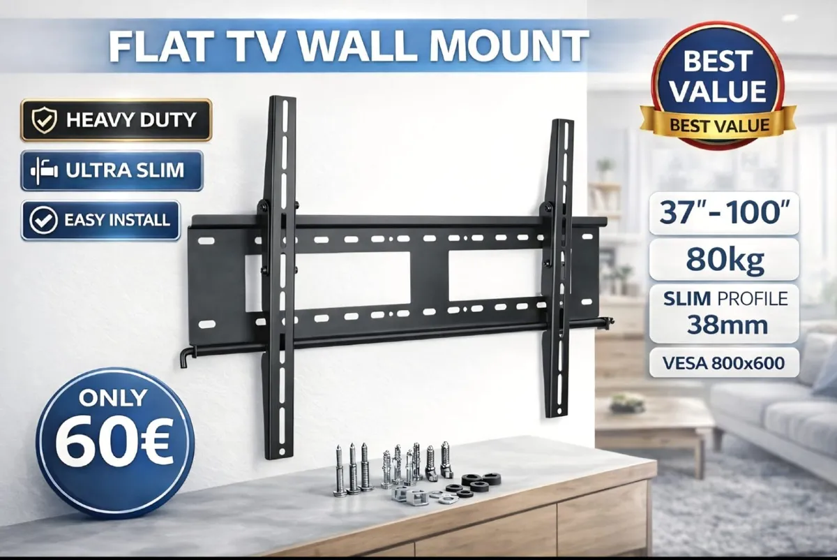 Tv Wall Mount Bracket Flat Tilt 37" - 100" - Image 1