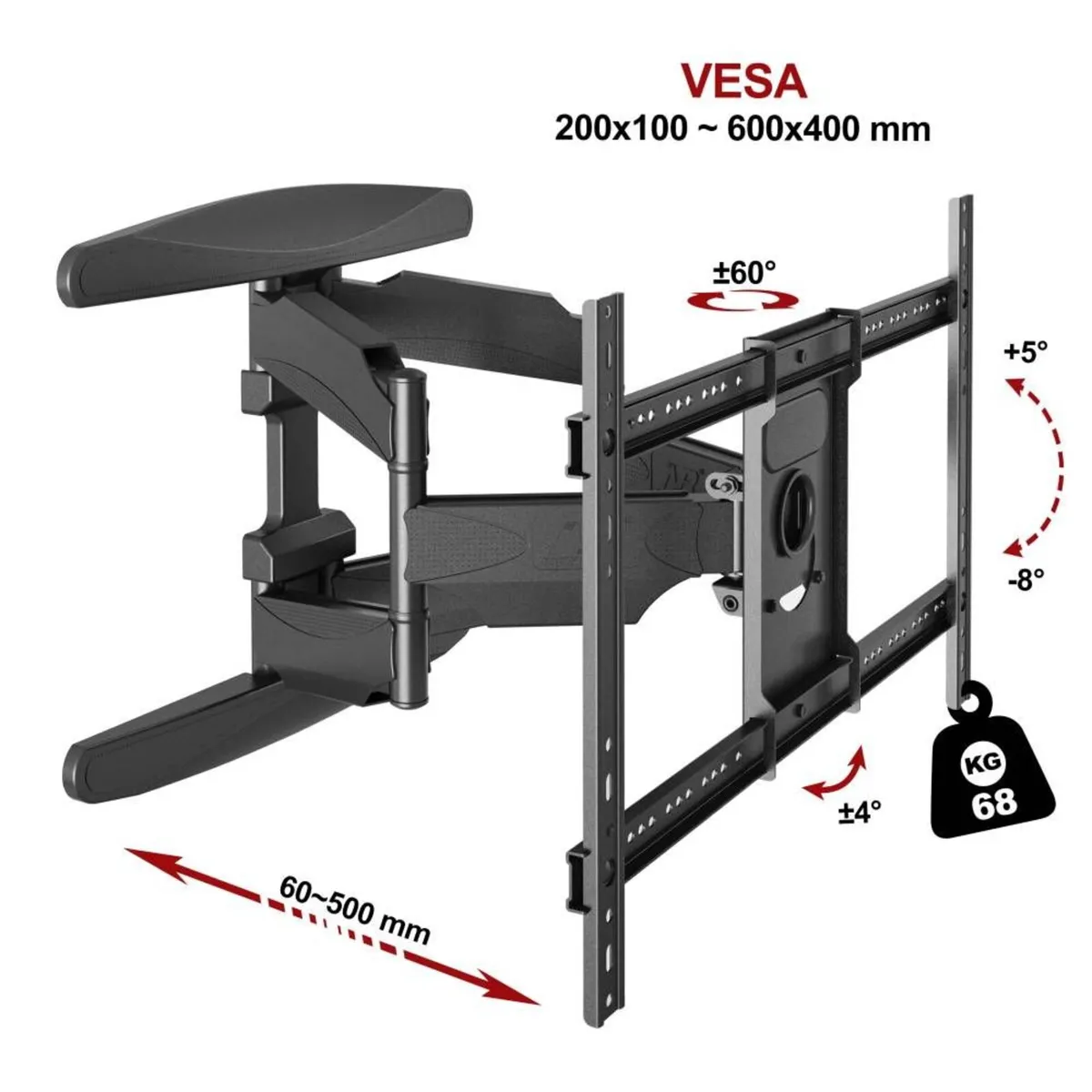 TV Wall Mount Bracket Tilt Swivel 40" - 85" TV - Image 2