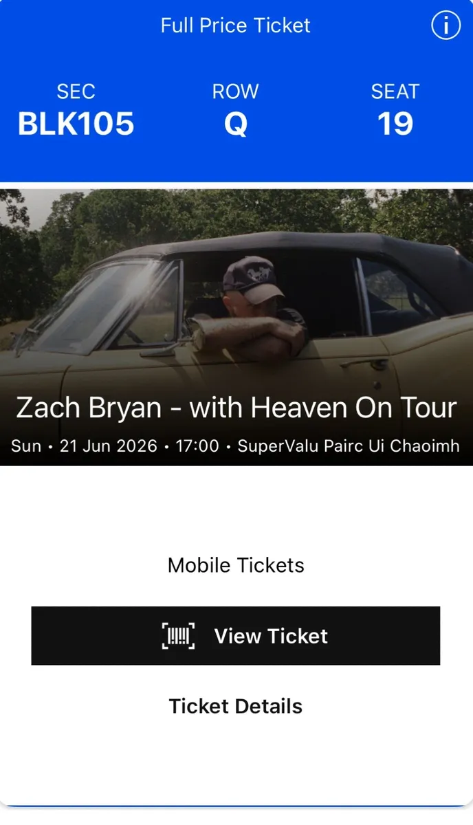 Zach Bryan - Sunday 21st June - 2 seats together - Image 2