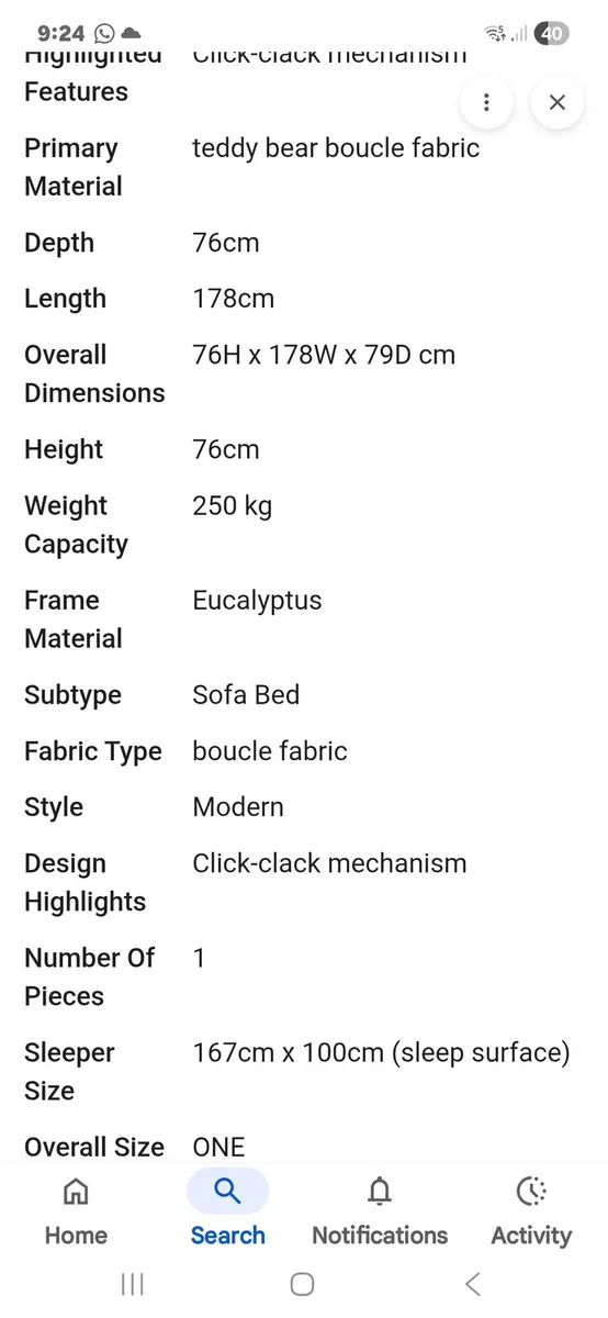 Sofa bed - Image 3