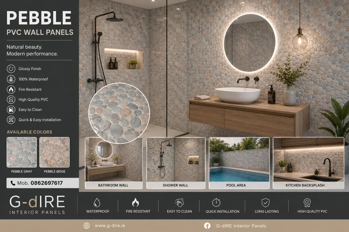 PEBBLE 3D PVC WALL PANELS – GREY & BEIG - Image 1