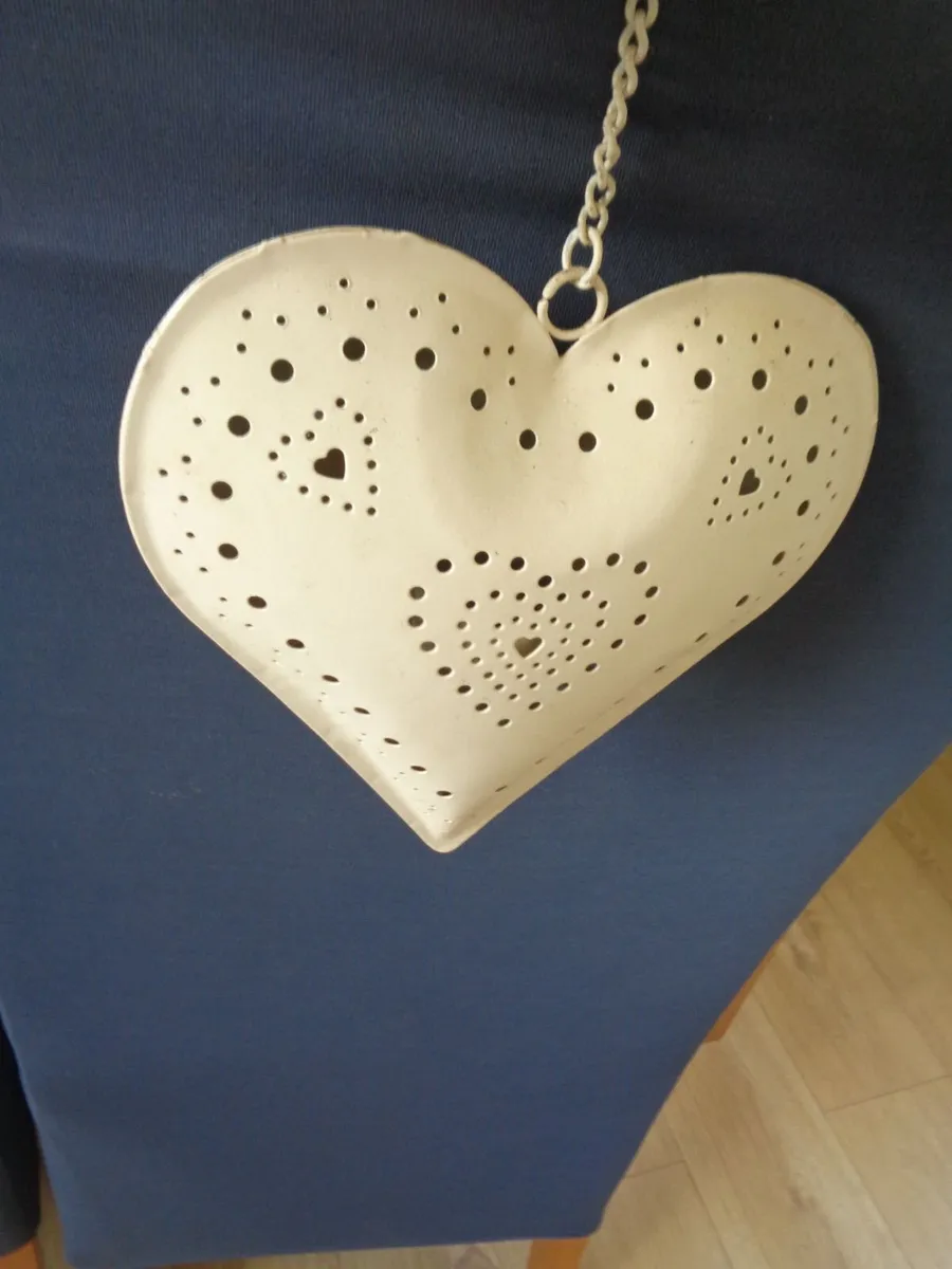 Shabby Chic Hanging Heart Shaped T Light Holder - Image 2