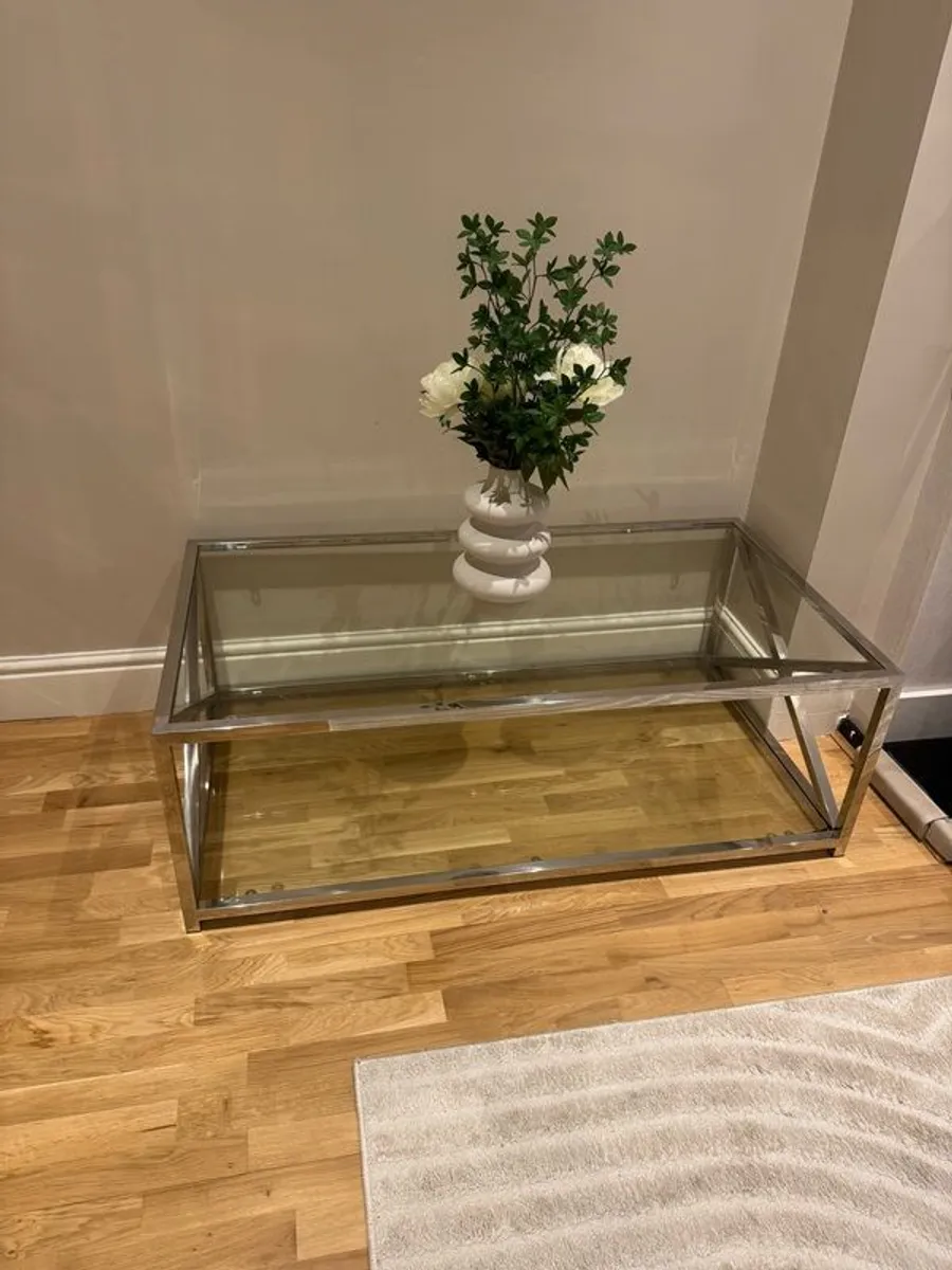 Modern Glass & Chrome Coffee Table - Image 3