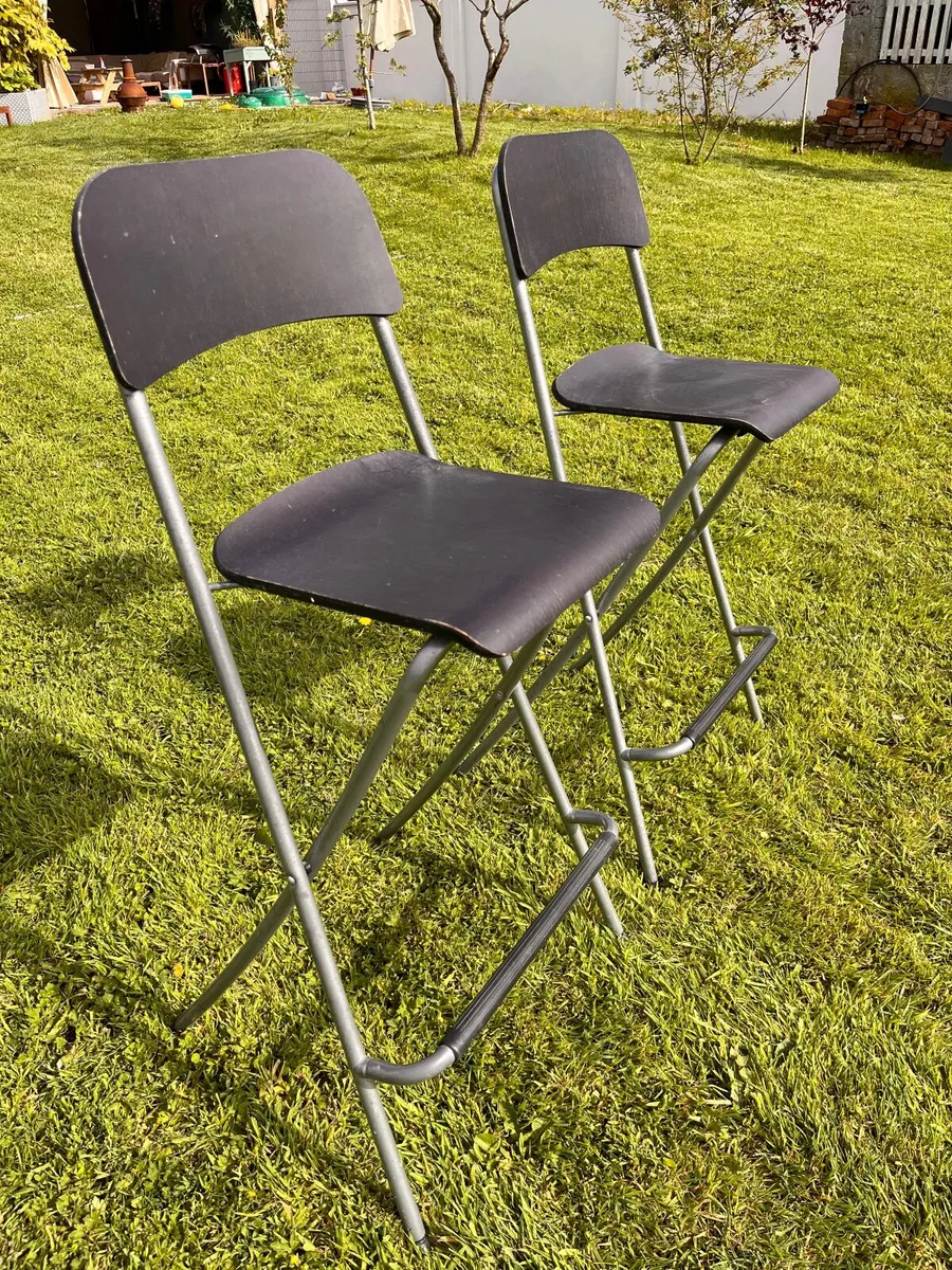 2 x IKEA FRANKLIN Foldable Bar Stools with Backres - Image 1