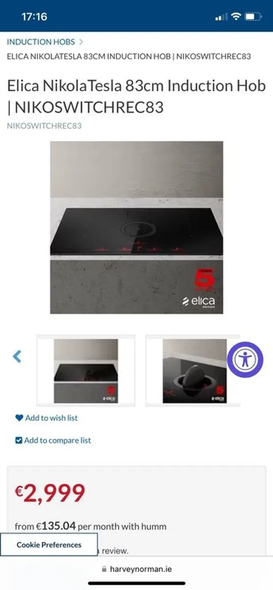 Elica Switch recirculating induction hob 83cm - Image 1
