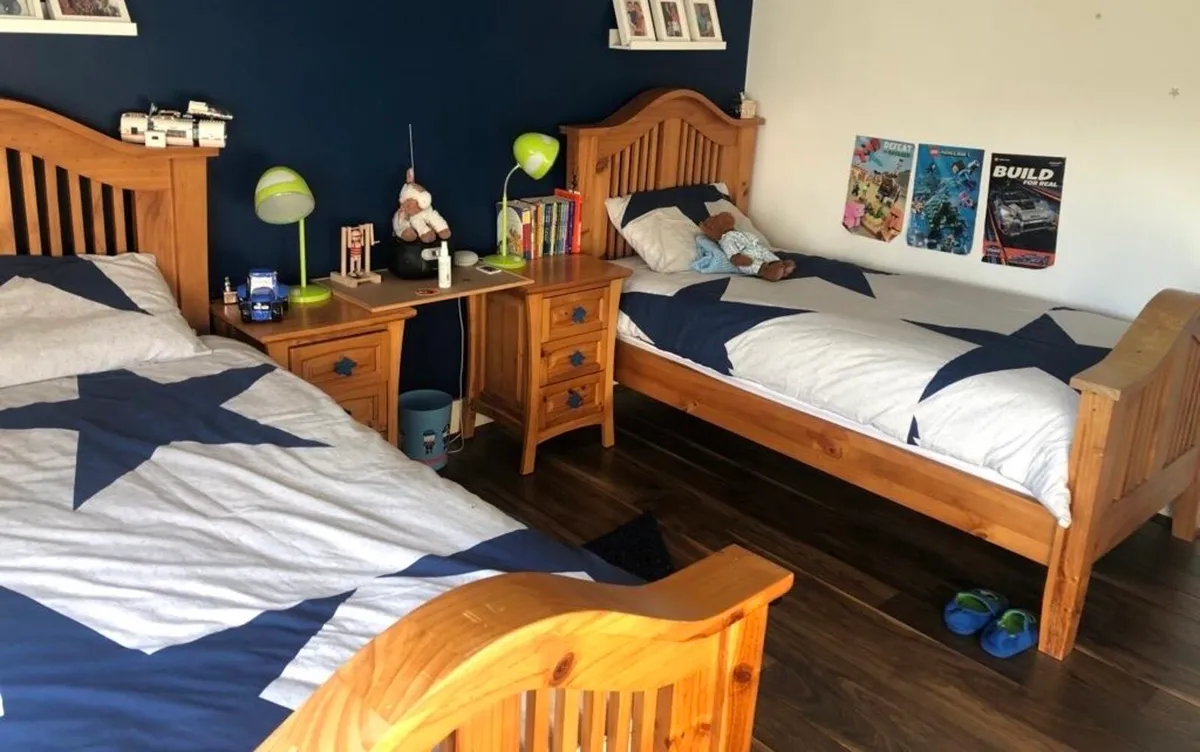 Two Solid Oak Single Beds