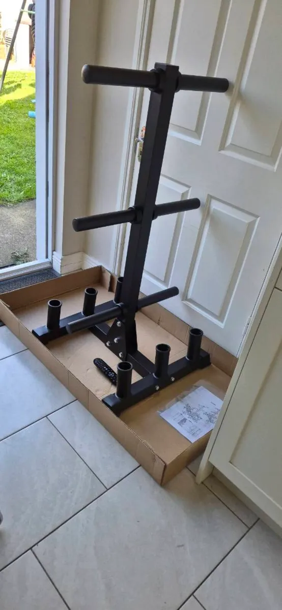 Brand new olympic bar and plate rack - Image 1