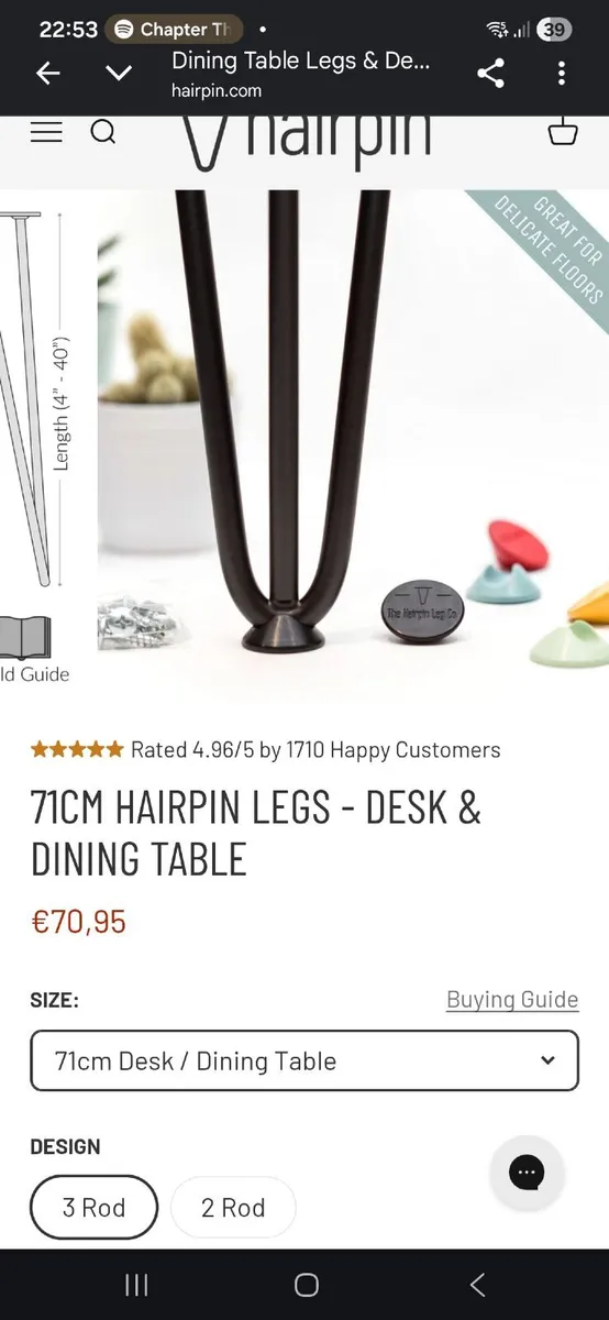 Dining table with hairpin legs - Image 3
