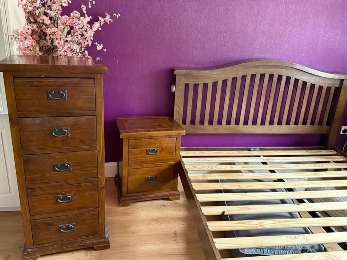 Bed, Chest Drawers and Bedside Table - Image 1