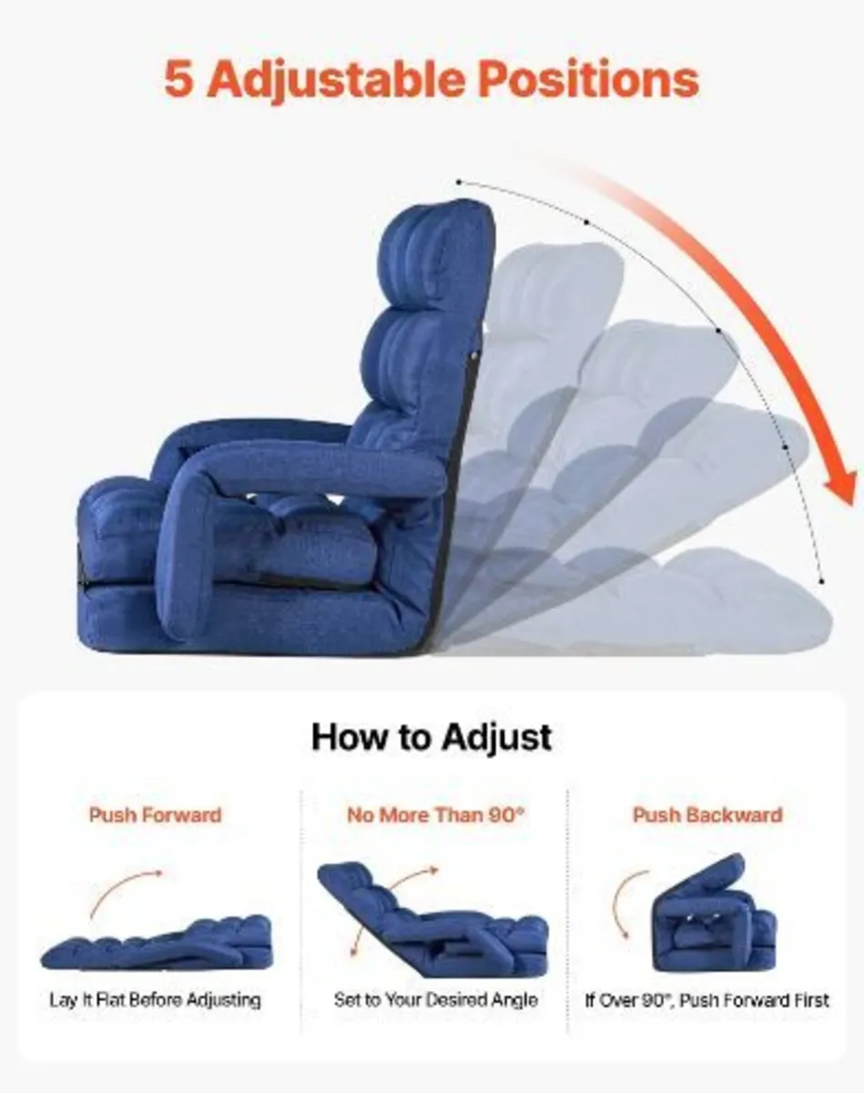 Floor Chair, 5 Adjustable Positions Folding - Image 3