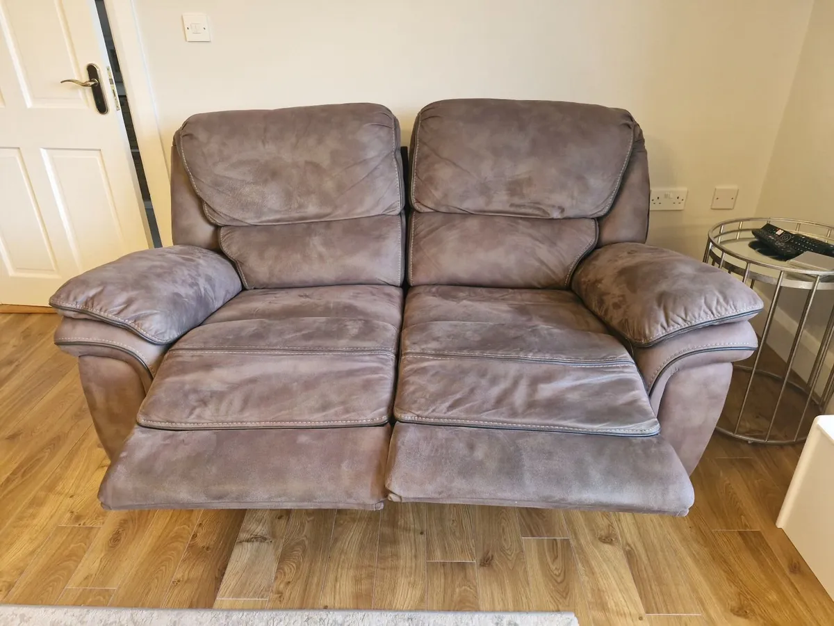 3 seater and 2 seater brown reclining sofas - Image 3