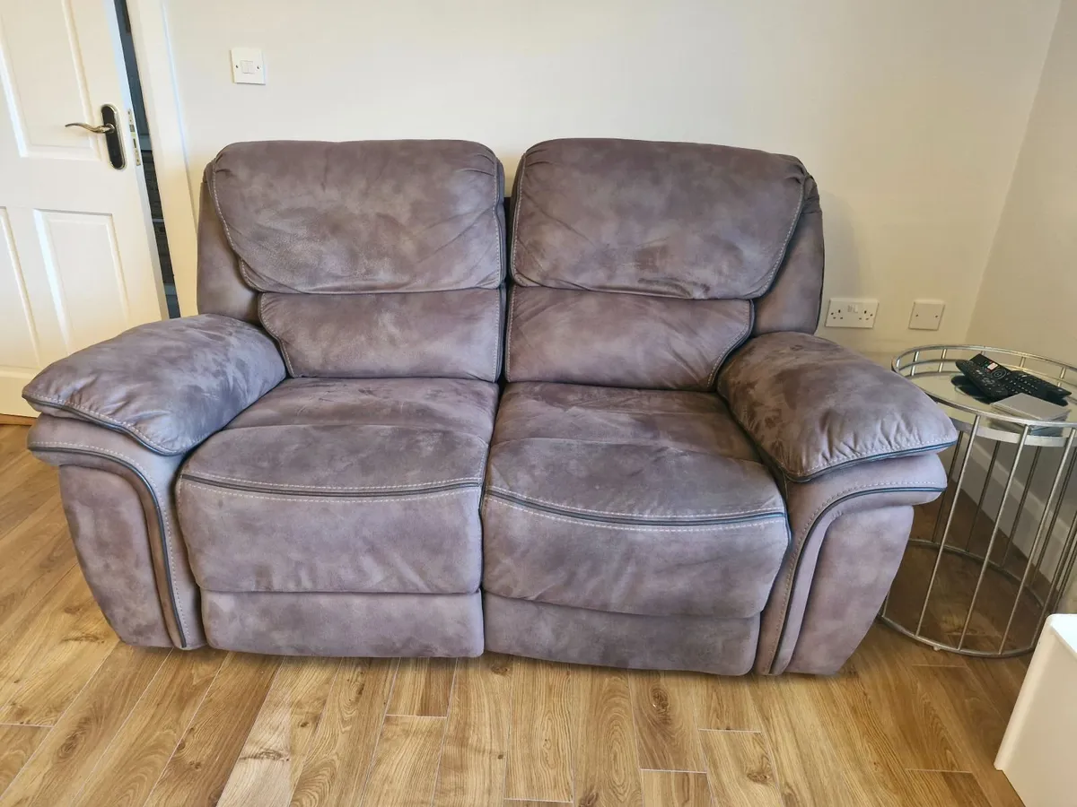 3 seater and 2 seater brown reclining sofas - Image 4