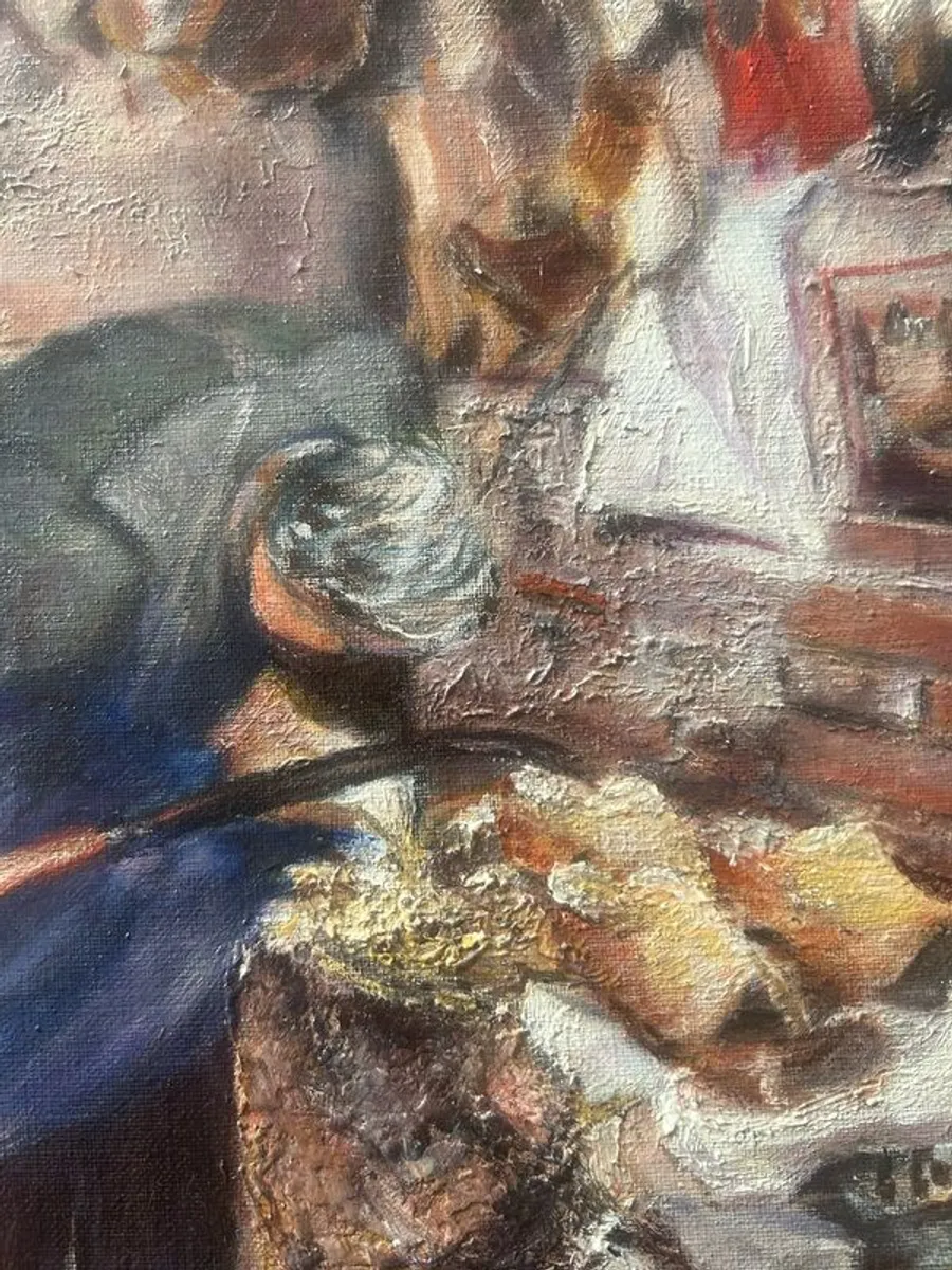 Oil Painting Of a Dutch Man Making Clogs - Image 2