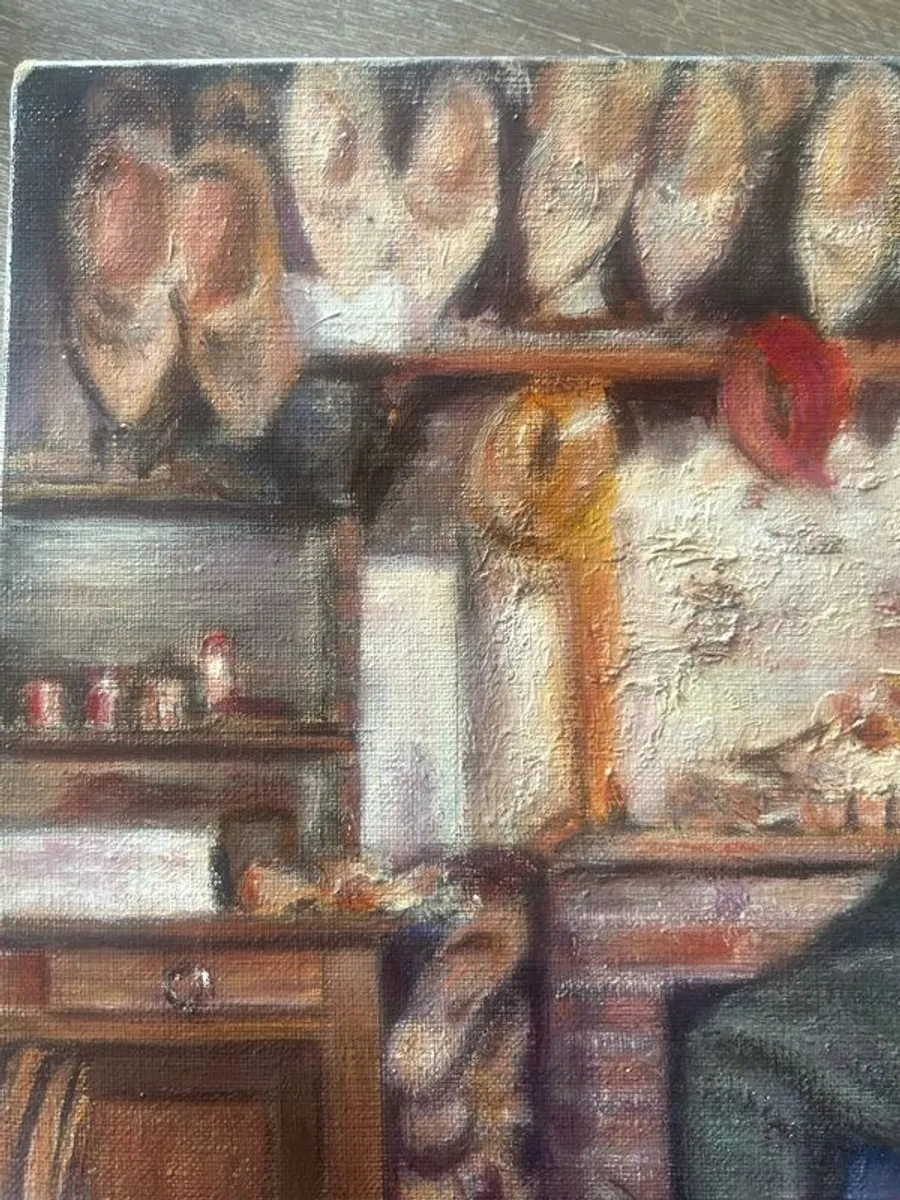 Oil Painting Of a Dutch Man Making Clogs - Image 3