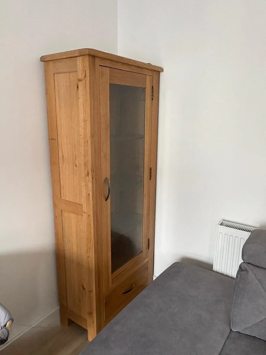 Solid Oak Display Cabinet / Glass Display Unit wit - Image 2