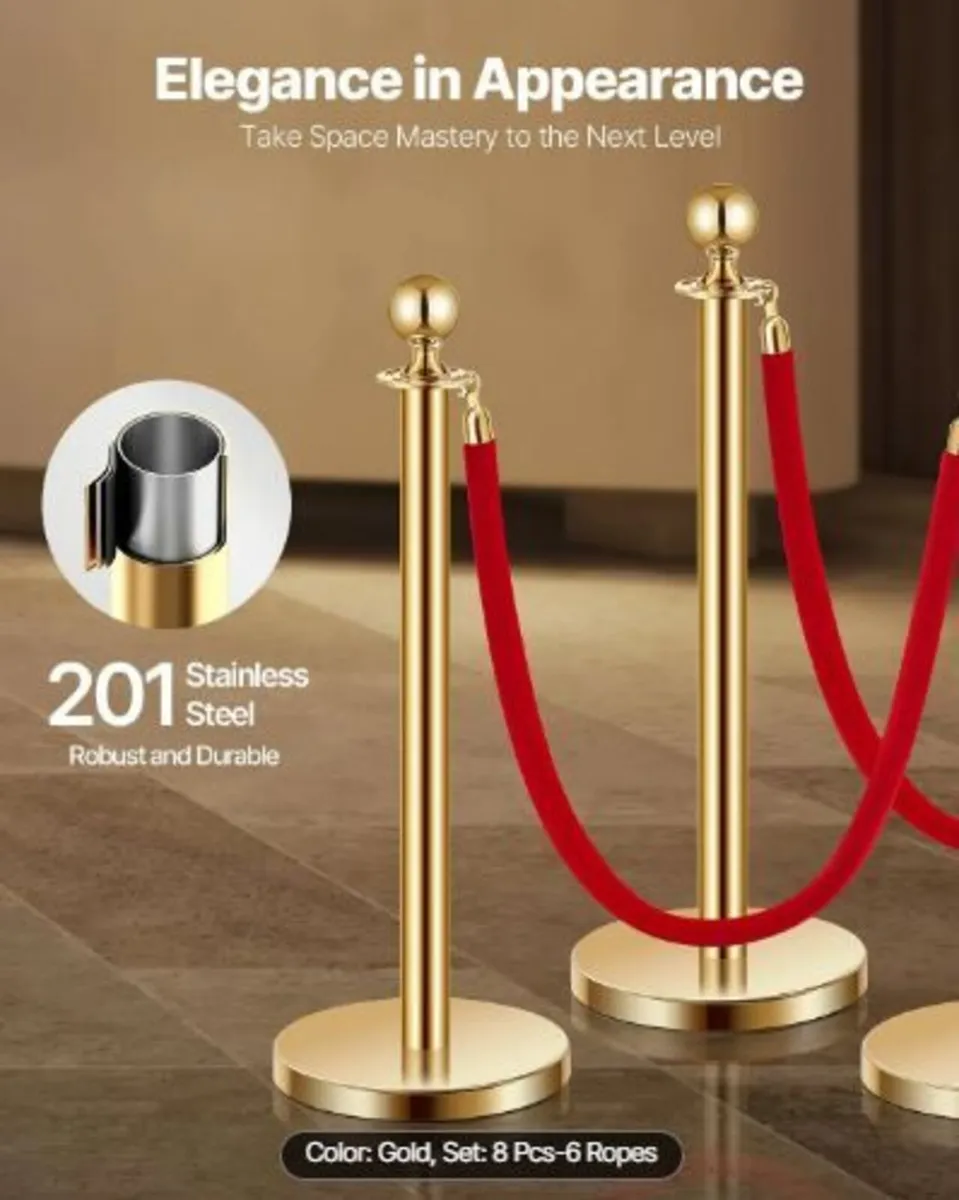 Stanchion Post, 8 Pcs Crowd Control Barrier - Image 1