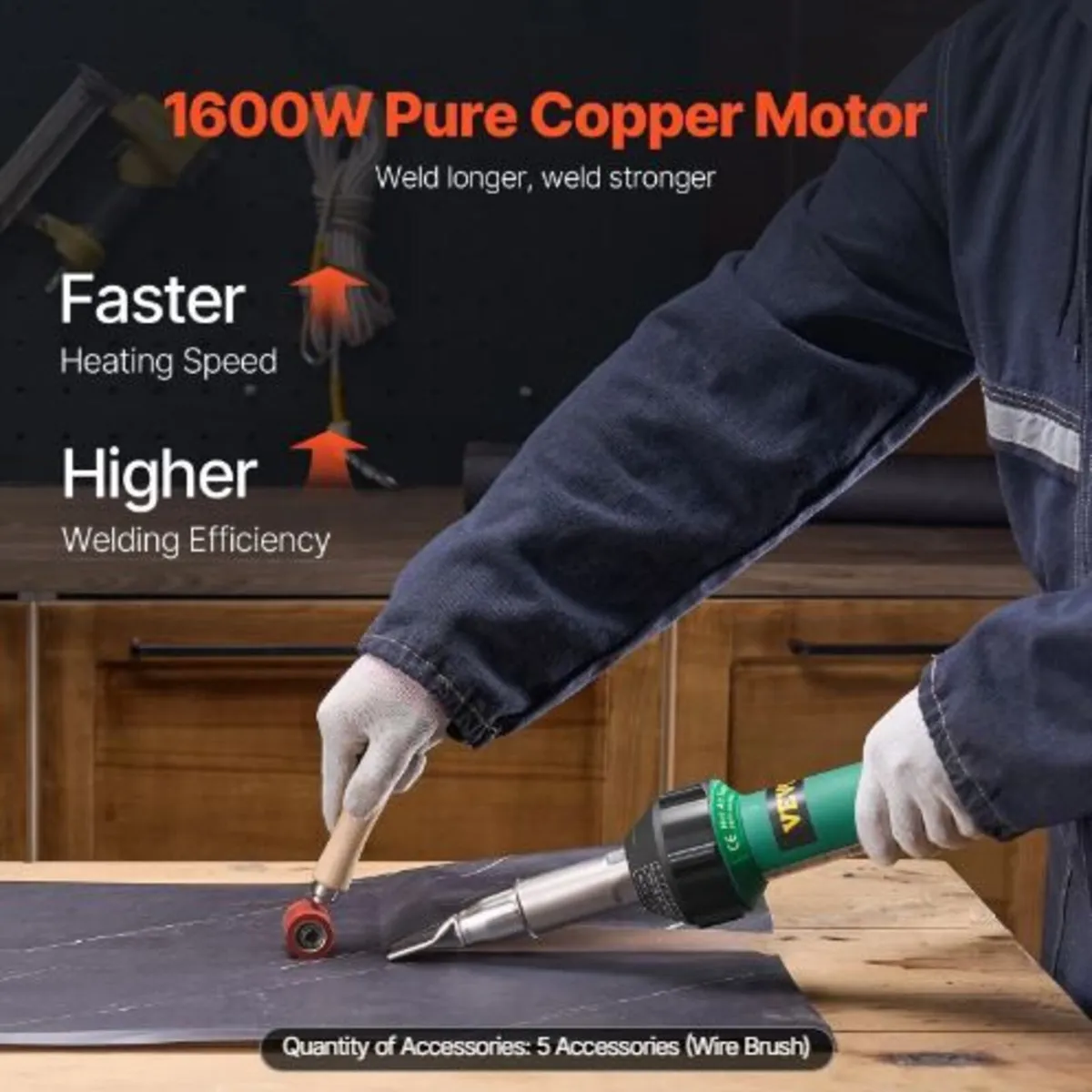 Hot Air Plastic Welder, 1600W Hot Air Torch - Image 2