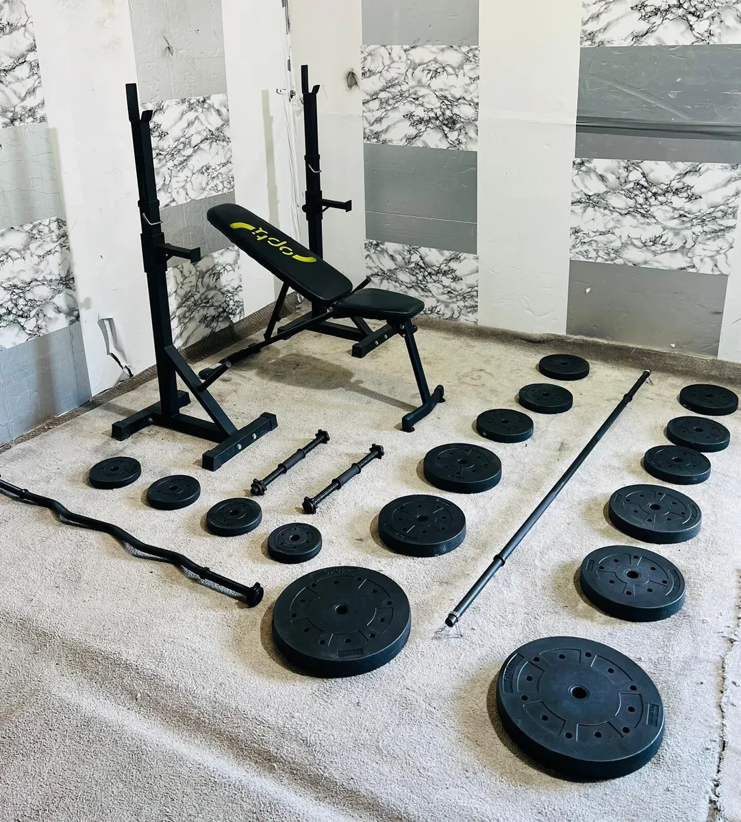 ADJUSTABLE RACK BENCH WEIGHTS BARBELL DUMBBELLS - Image 1