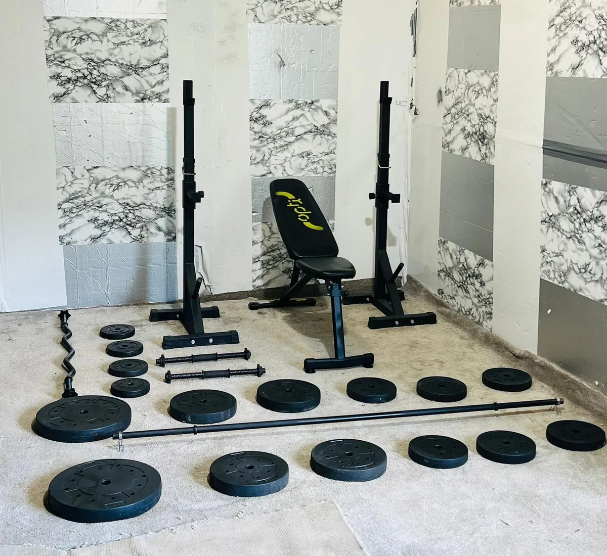 ADJUSTABLE RACK BENCH WEIGHTS BARBELL DUMBBELLS - Image 2