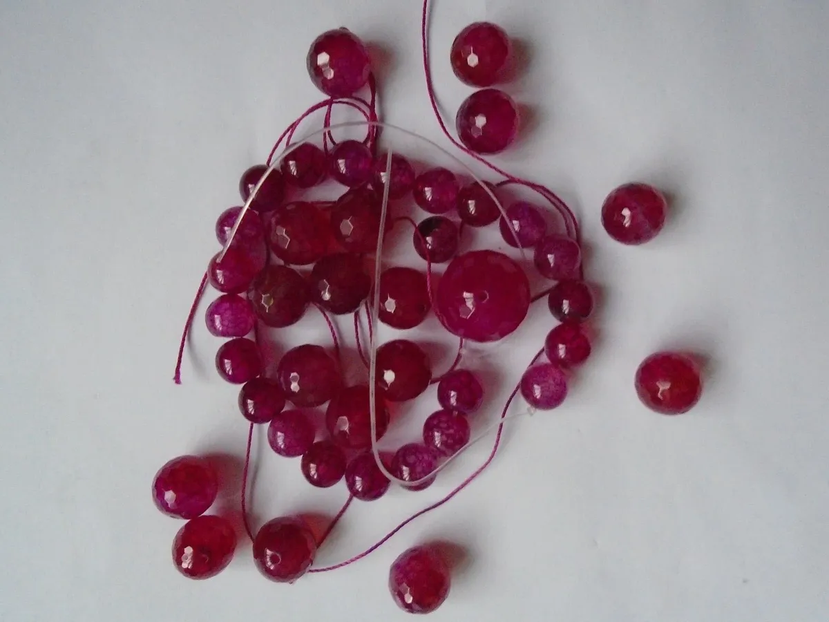 Pink agate beads, Jewellery making supplies - Image 3