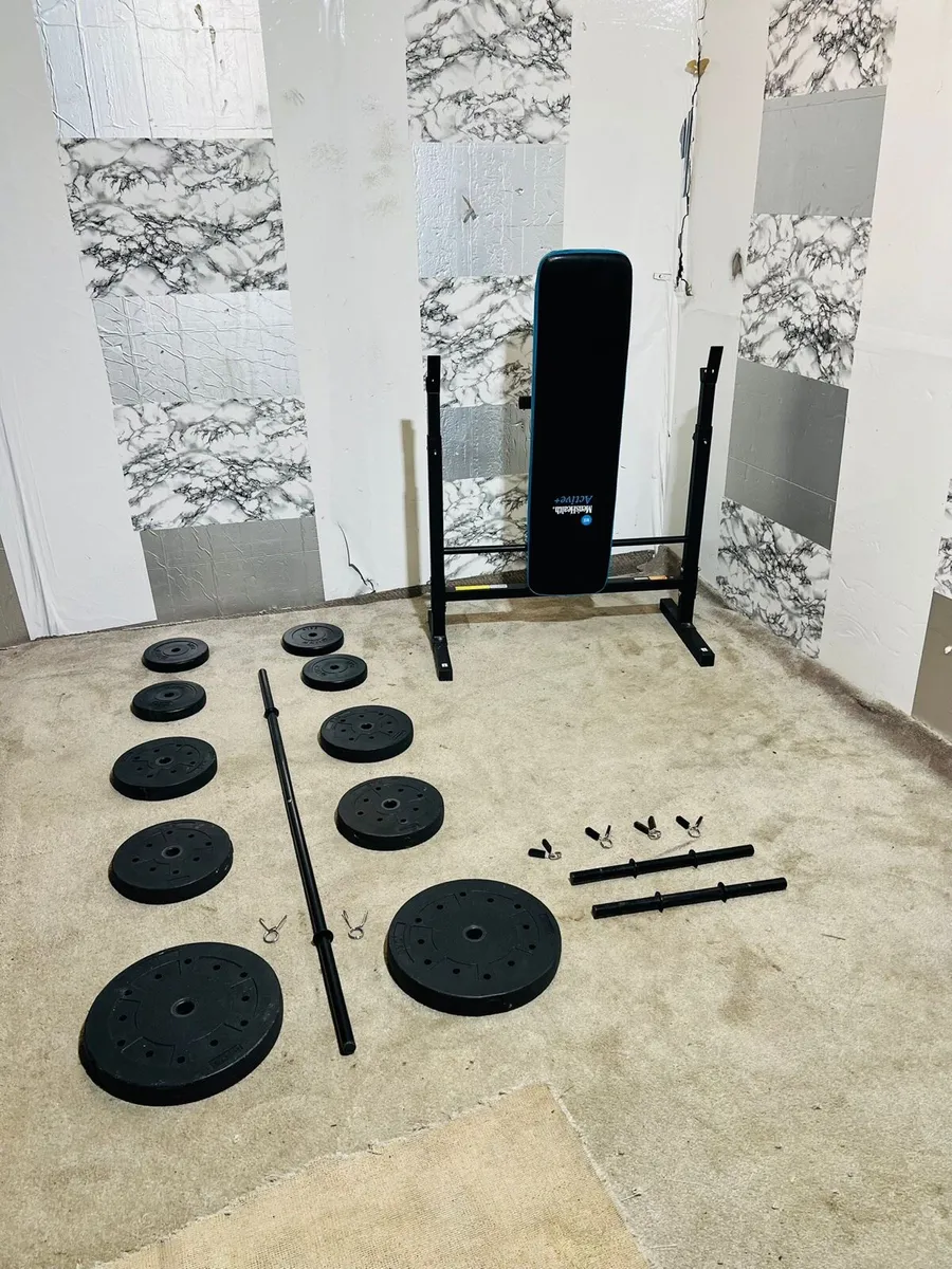FOLDING BENCH 50KG BARBELL DUMBBELLS SET - Image 2