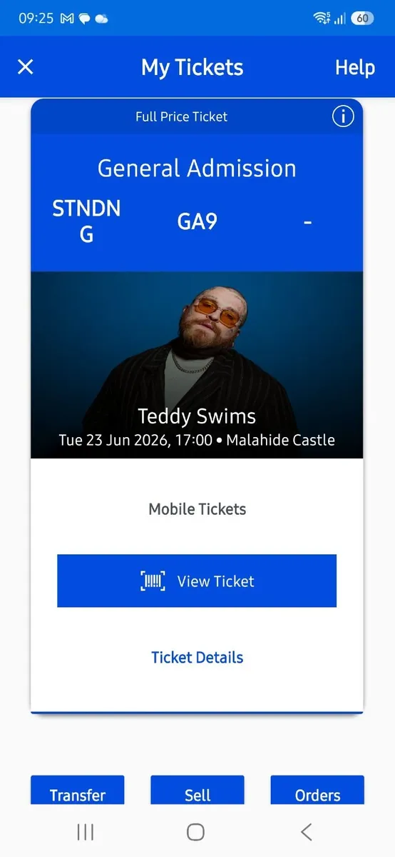 Teddy Swins concert ticket