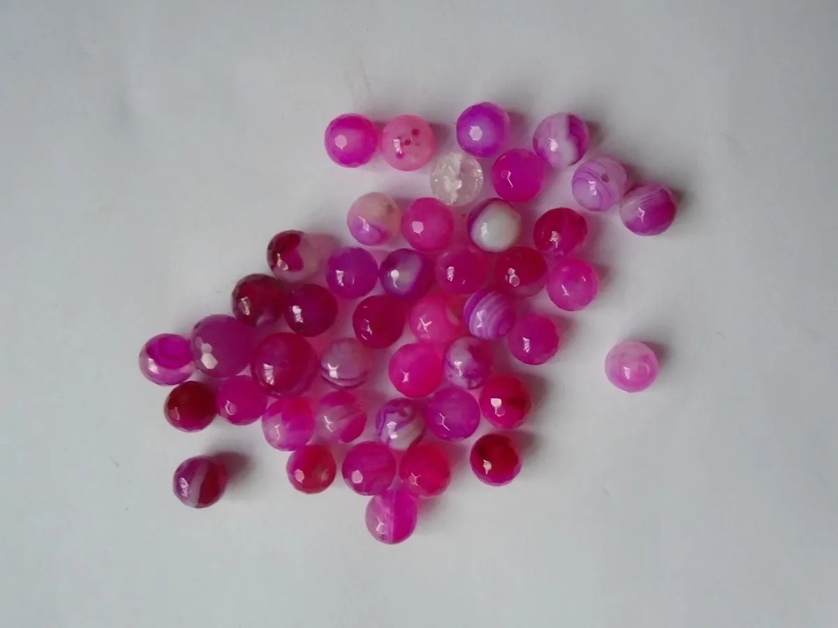 Pink agate beads, Jewellery making supplies - Image 2