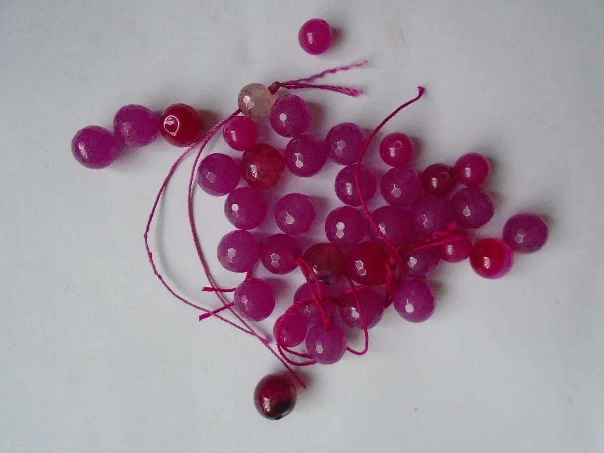 Pink agate beads, Jewellery making supplies - Image 3