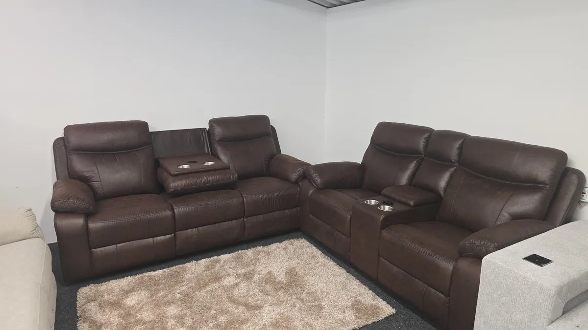 New 3+2 Dark Brown Washington Recliner Sofas - Image 1