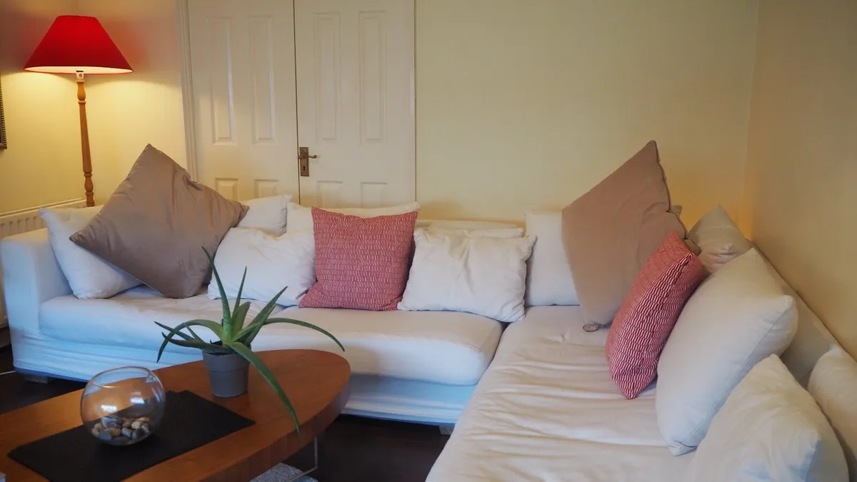 White Linen Sofa - Image 2
