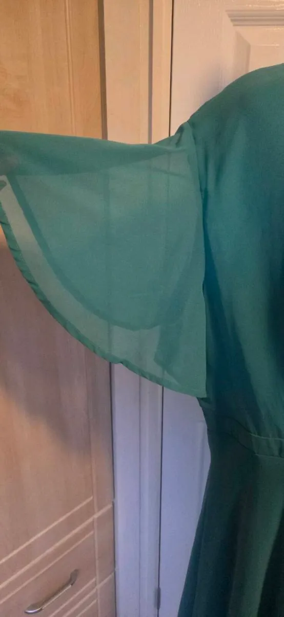 Boohoo Teal Chiffon Midi Dress UK 20 EU 48 Flutter - Image 2
