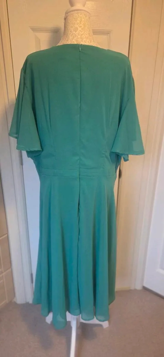 Boohoo Teal Chiffon Midi Dress UK 20 EU 48 Flutter - Image 4