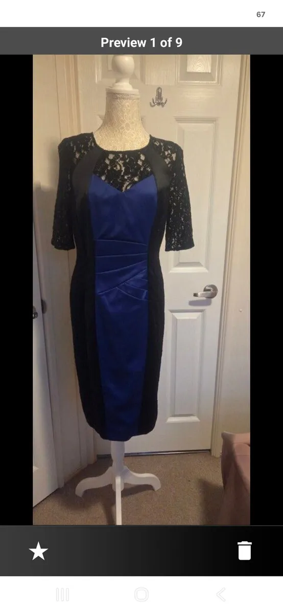 Alexon Royal Blue & Black Lace Occasion Dress UK 1 - Image 1