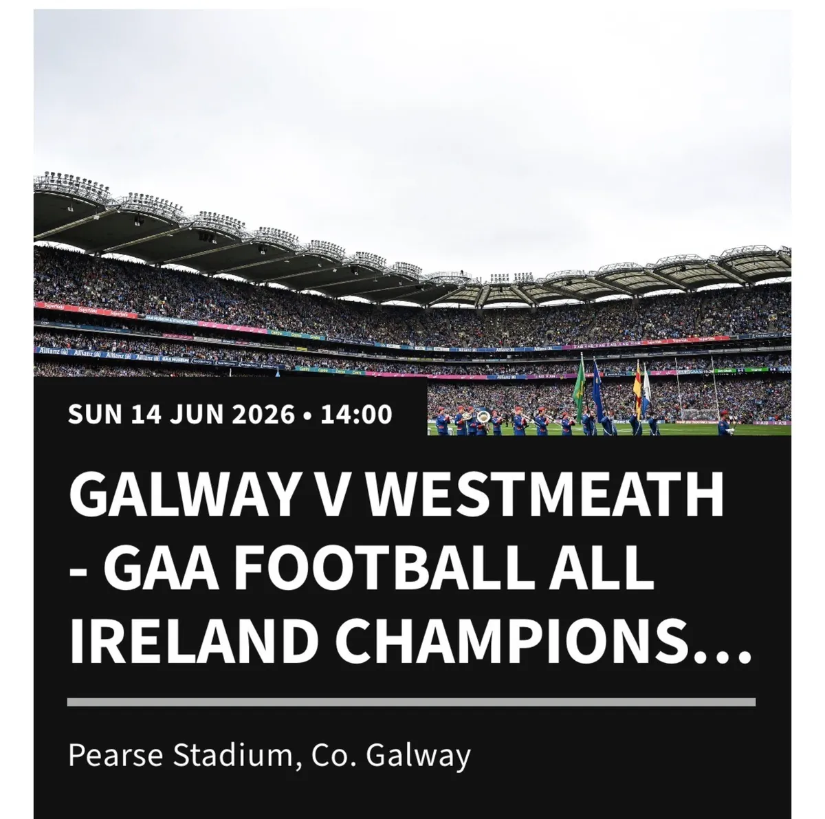 Tickets Gaa Westmeath v Galway
