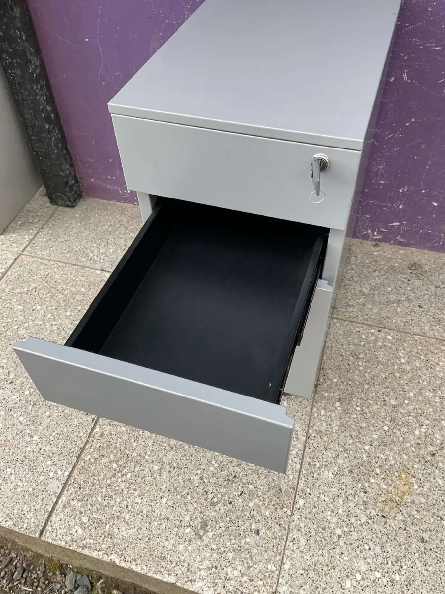 Grey slim under desk filing cabinet - Image 3