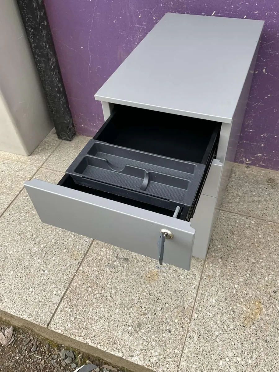 Grey slim under desk filing cabinet - Image 4