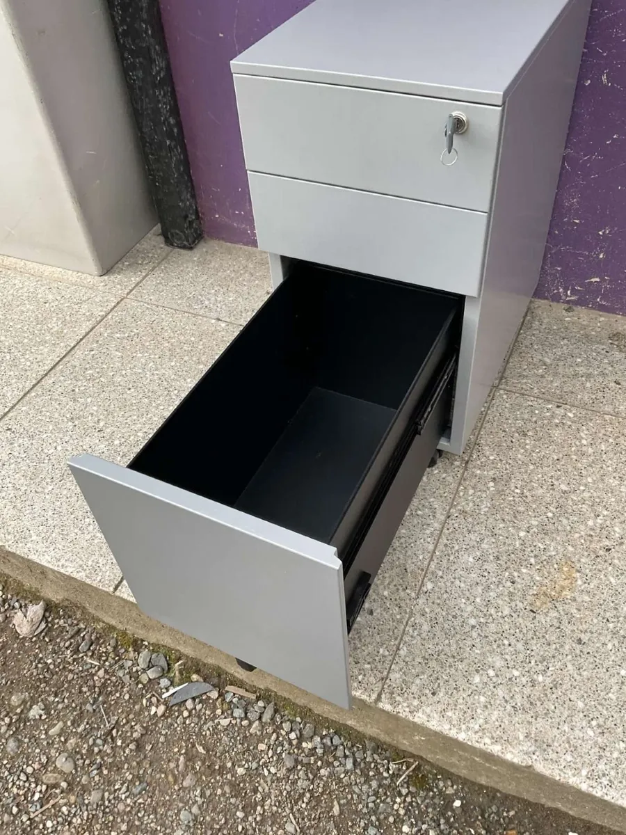 Grey slim under desk filing cabinet - Image 2