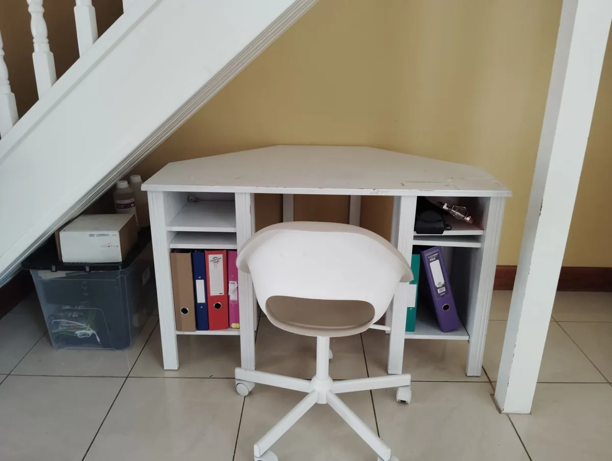 Ikea Corner White Desk - Image 1