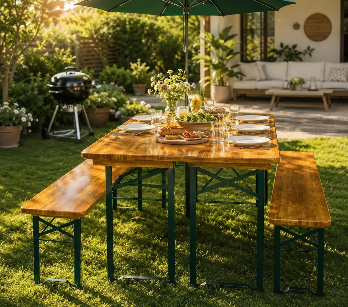 Foldable 3-Piece Beer Garden & Picnic Table Set - Image 3