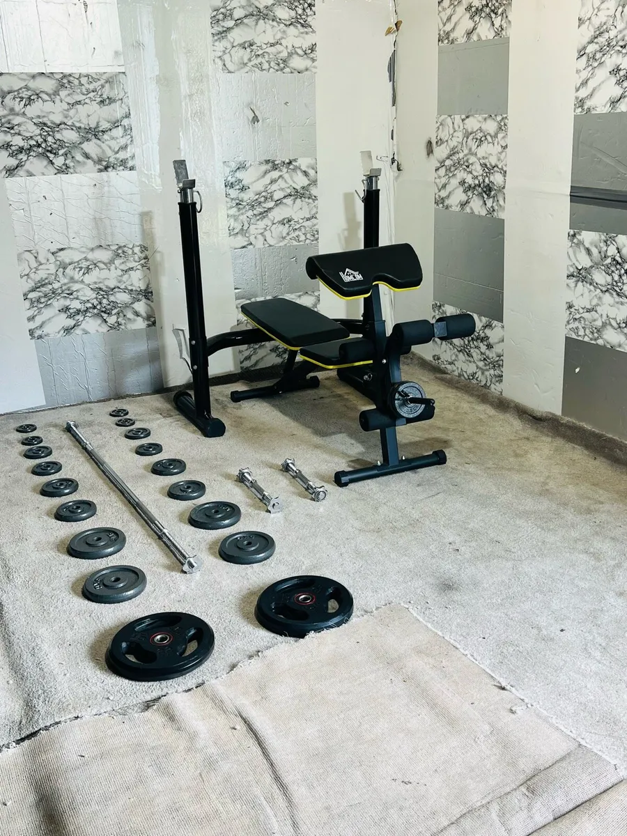 LIFE TIME WEIGHTS RACK BENCH BARBELL DUMBBELLS - Image 1