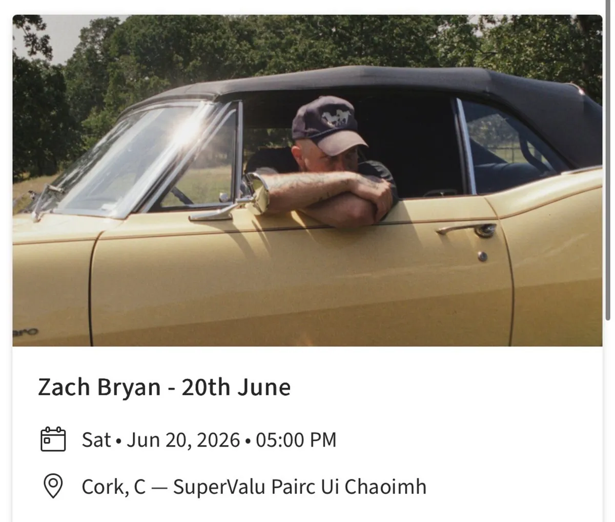 2 Zach Bryan premium tickets Cork Saturday june 20