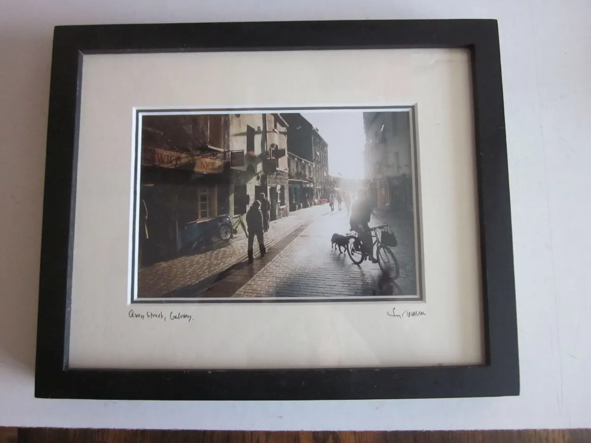 Framed Photograph of Quay Street Galway Signed - Image 1