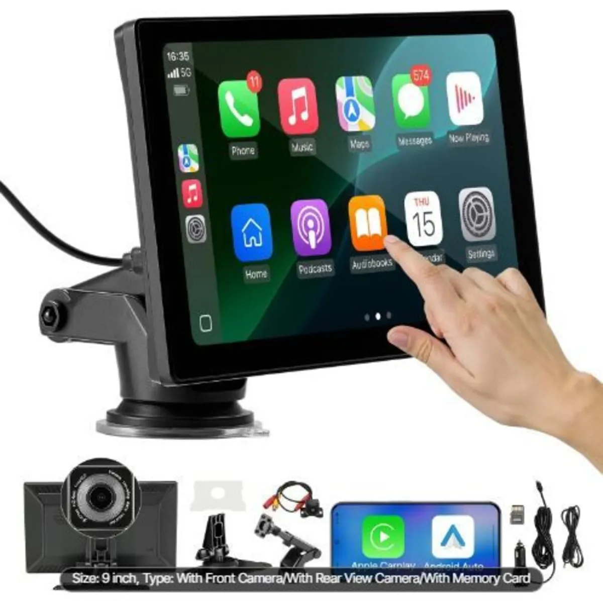Wireless Car Stereo, 228.6mm HD Portable - Image 2