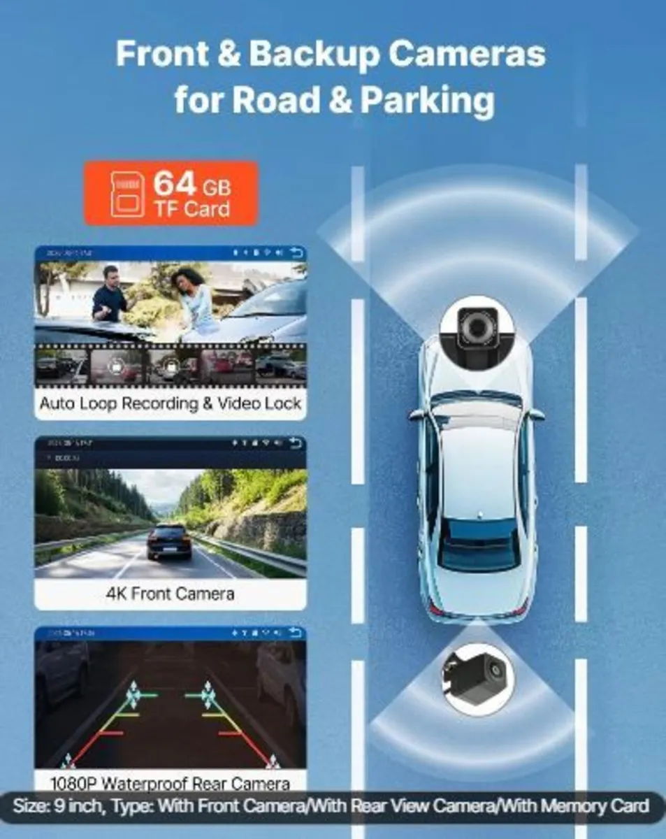 Wireless Car Stereo, 228.6mm HD Portable - Image 3
