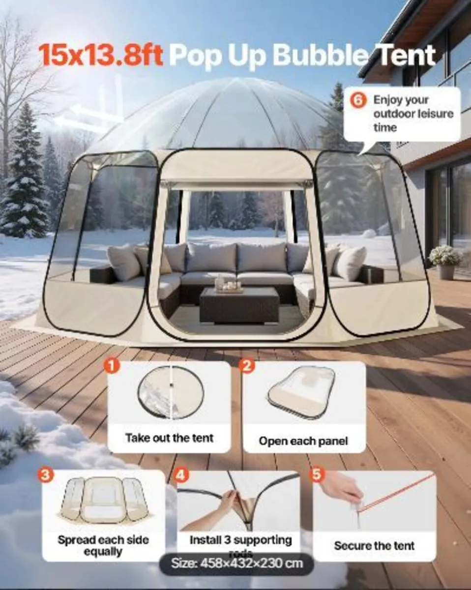 Pop up Bubble Tent, 4.58 x 4.32 m Waterproof - Image 2