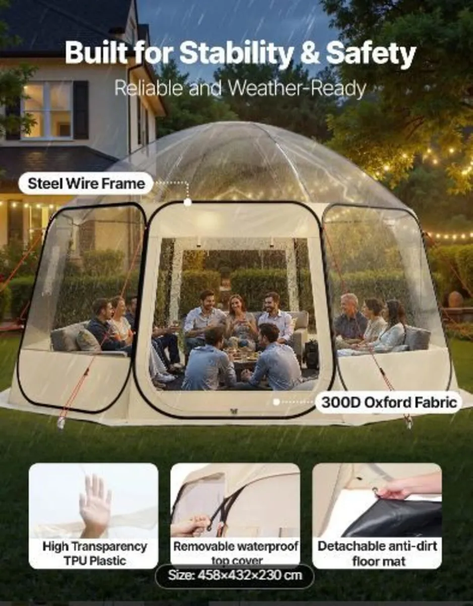 Pop up Bubble Tent, 4.58 x 4.32 m Waterproof - Image 4