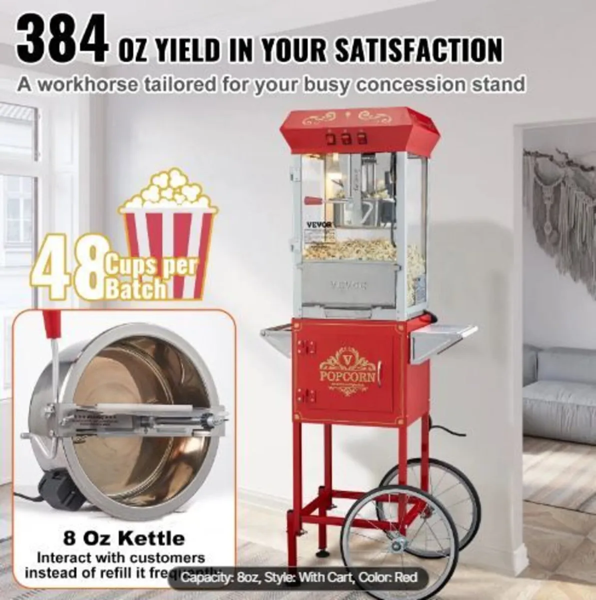 Popcorn Maker with Cart, 850W - Image 2