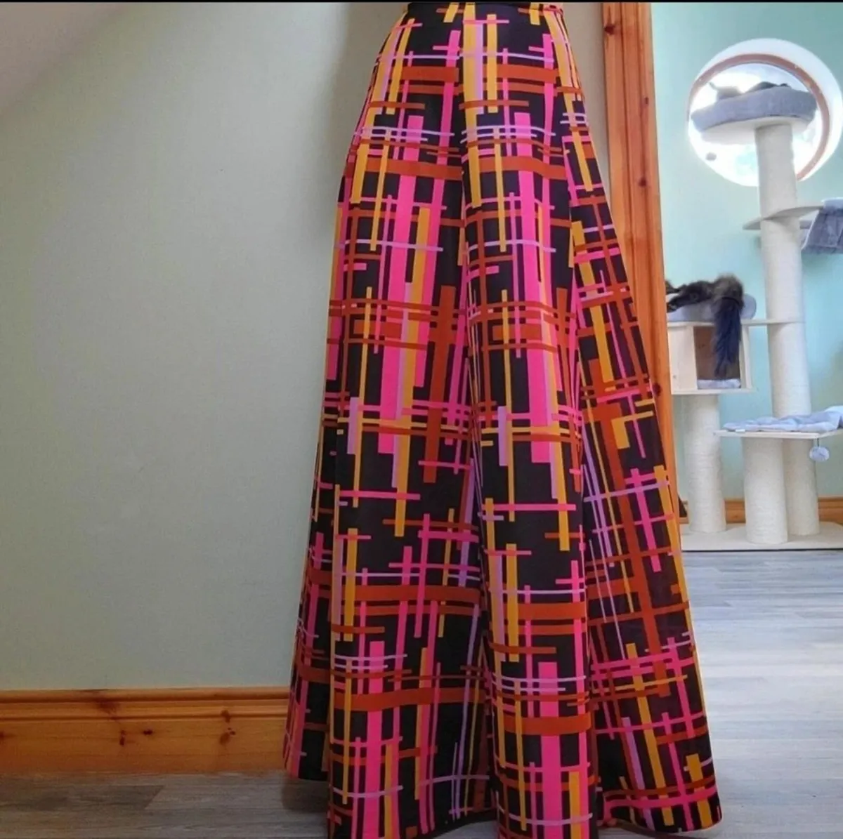Vintage 70s psychedelic geometric maxi skirt - Image 3