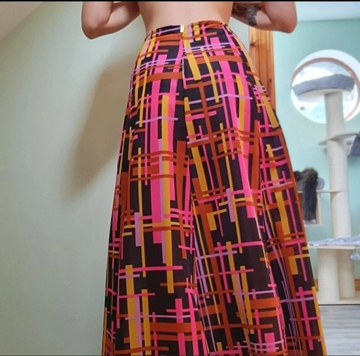 Vintage 70s psychedelic geometric maxi skirt - Image 2